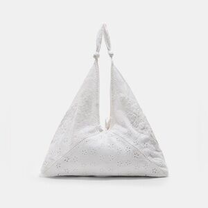 NWT EMBROIDERED FABRIC BAG White Eyelet Halter Bag